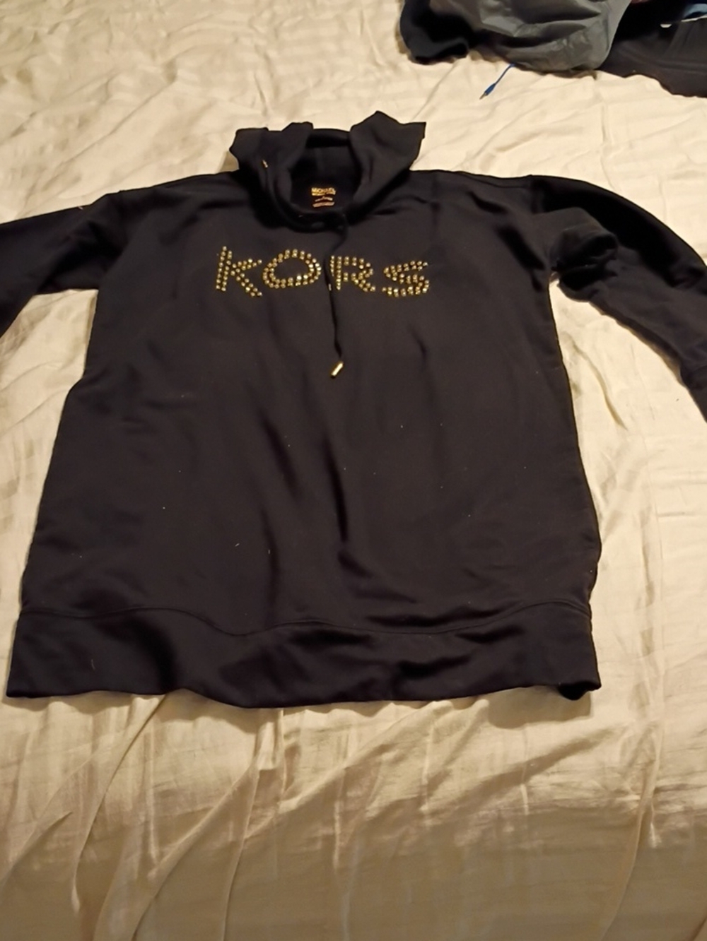 Michael Kors Black Pullover Hoodie with Gold Studded KORS